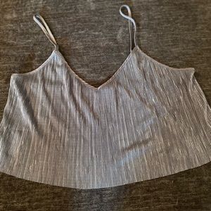 Large Victoria secret pajama crop top. Gray shimmer